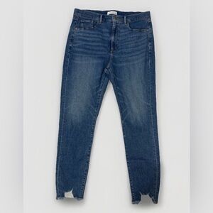 Loft high waist raw edge hem skinny jeans